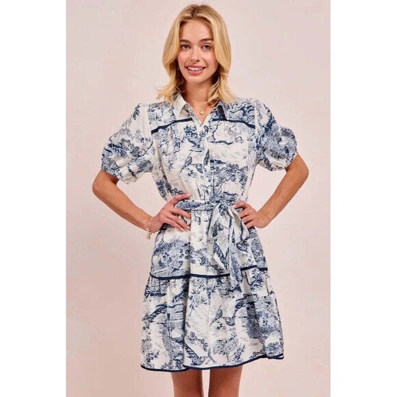 BiBi Woven Printed Tiered Dress - Picture 4 of 4